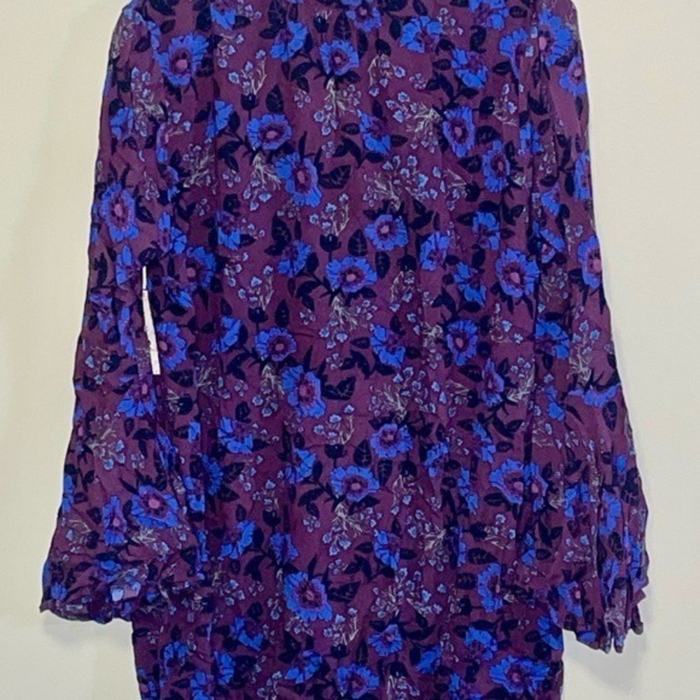 Free‎ People Wine Floral Bell Sleeve Tunic Top - Picture 5 of 6